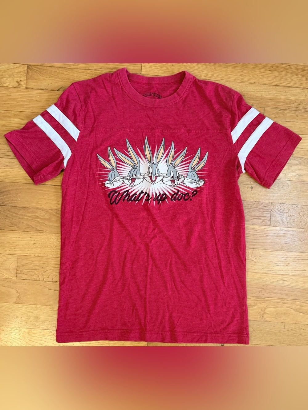 Looney Tunes Bugs Bunny What’s Up Doc Red Varsity Tee Women’s S Retro